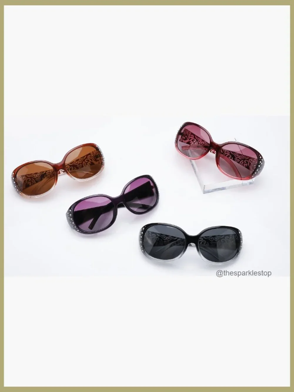 Polarized Wrap Around Sunglasses with Rhinestones and UV Protection